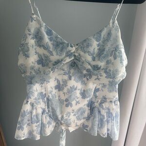 For Love And Lemons Blue Floral top